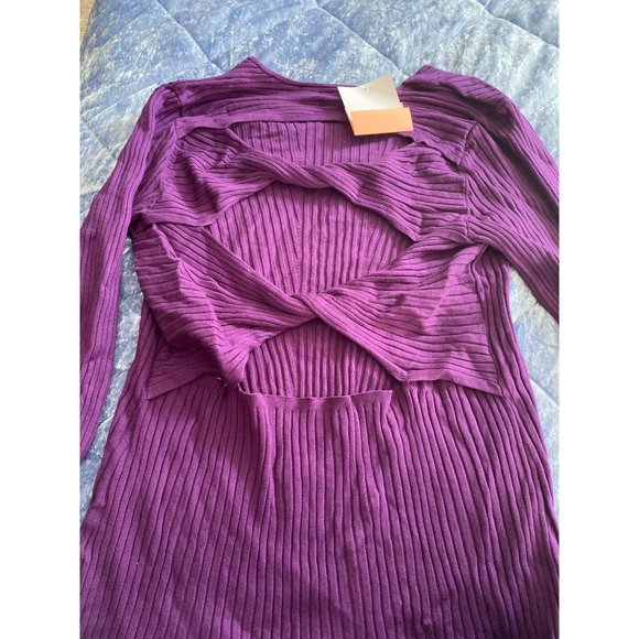 Women's Party Twisted Back Crewneck Pullover Sweater Future Collective Purple 1X - Picture 9 of 10